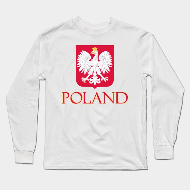 Poland - Coat of Arms Design Long Sleeve T-Shirt by Naves